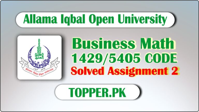 1429 Code Business Math Solved Assignment 2 Spring 2024