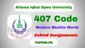 407 Code Modern Muslim World Solved Assignments