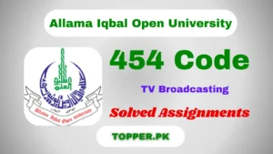 454 Code TV Broadcasting Solved Assignments