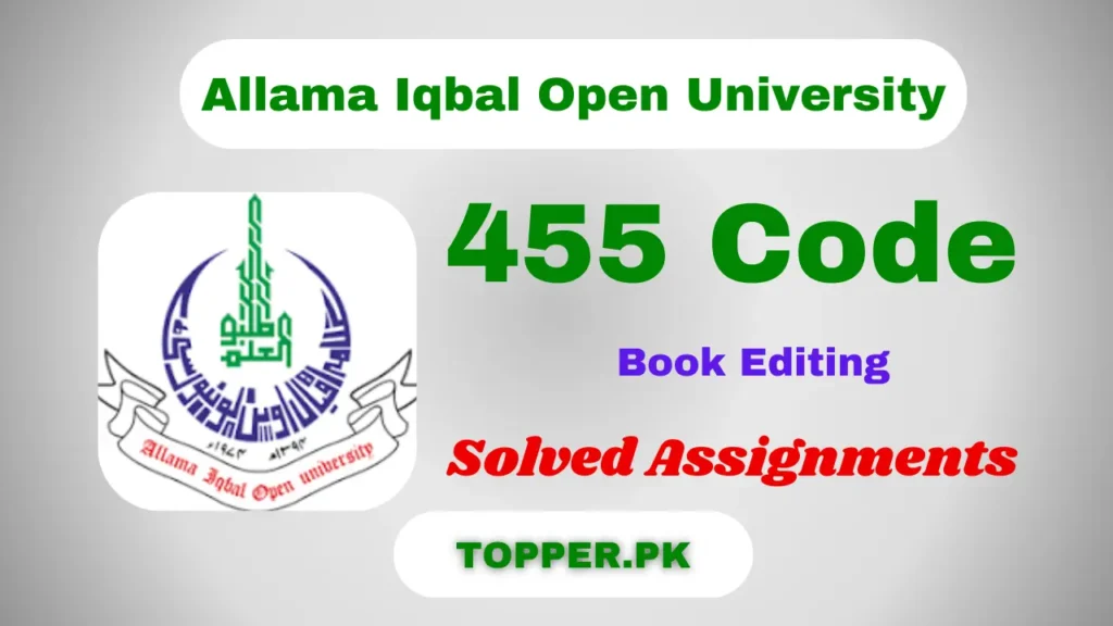 455 Code Book Editing Solved Assignments