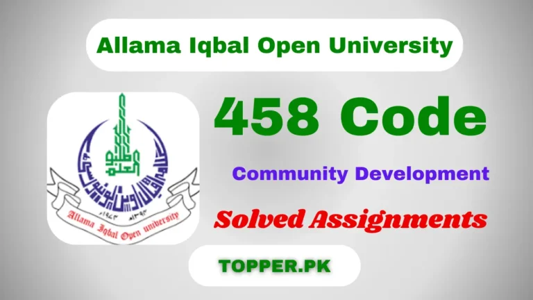 458 Code Community Development Solved Assignments
