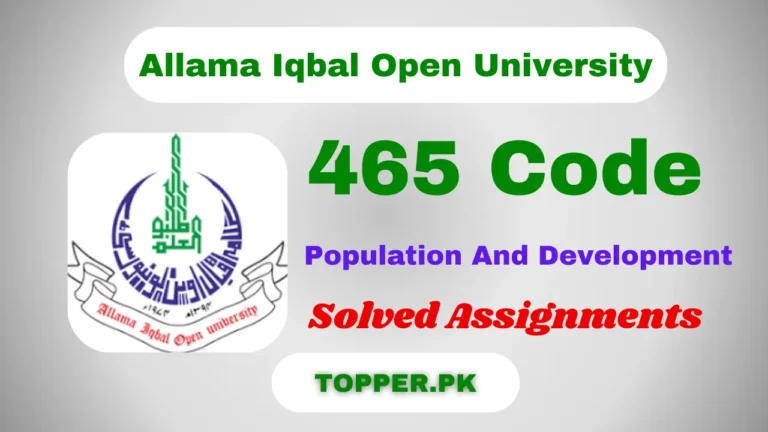 465 Code Population And Development Solved Assignments