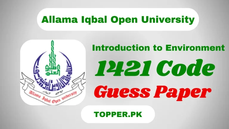 AIOU 1421 Code Introduction to Environment Guess Paper