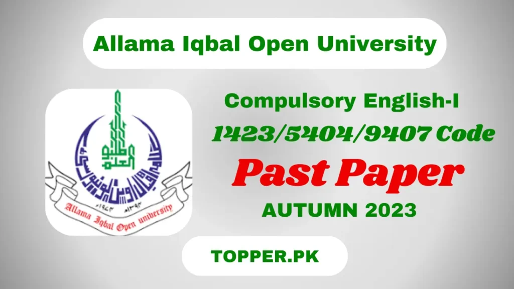 AIOU Course Compulsory English-I Past Paper Autumn 2023