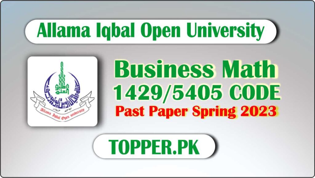 Business Math 1429 Code Past Paper Spring 2023