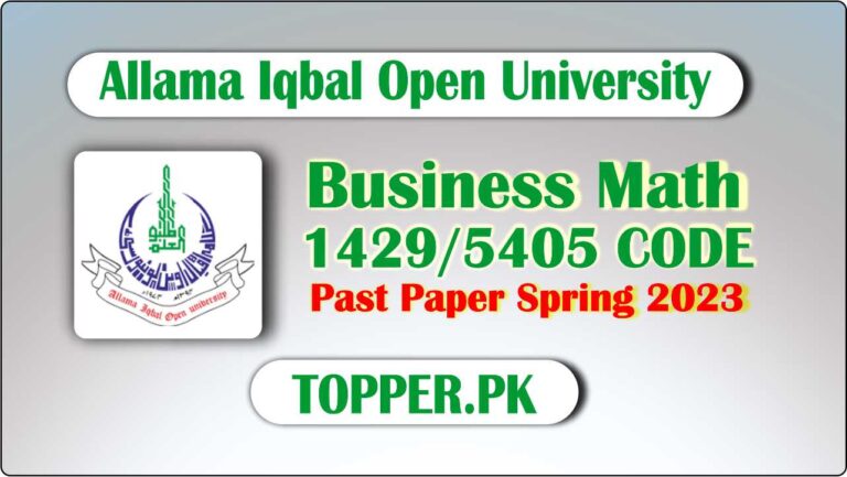 Business Math 1429 Code Past Paper Spring 2023