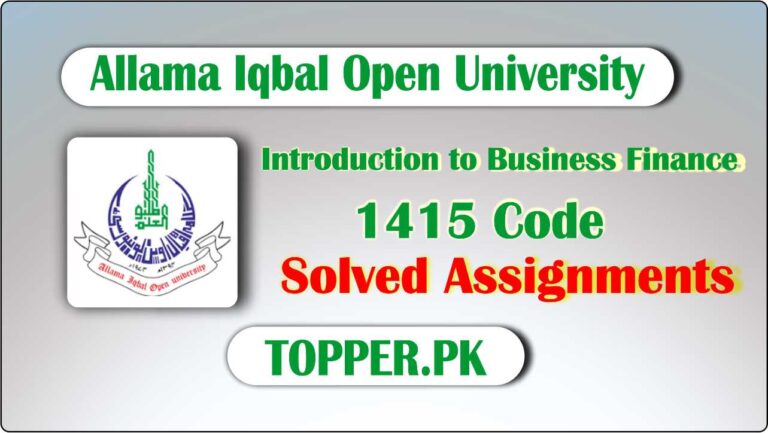 AIOU 1415 Code Solved Assignments