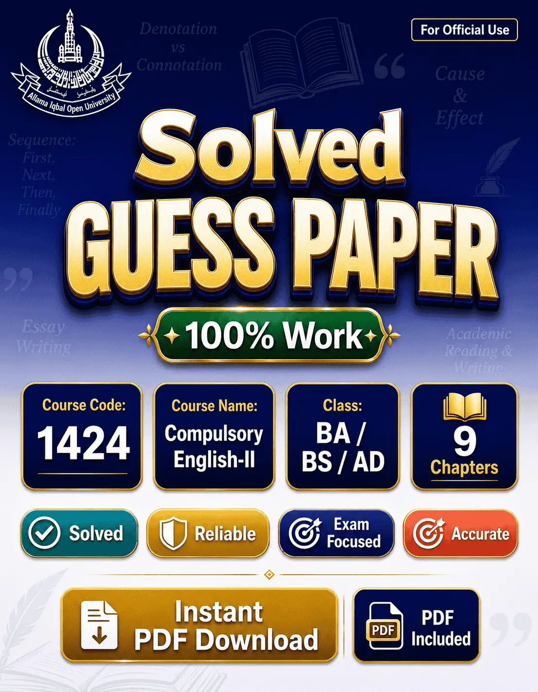 AIOU 1424 Code Solved Guess Paper