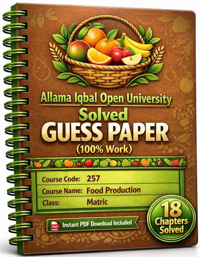 AIOU 257 Code Food Production Solved Guess Paper