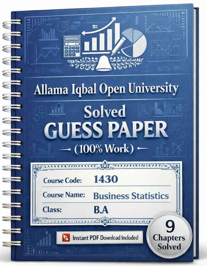 AIOU 1430 Code Business Statistics Solved Guess Paper