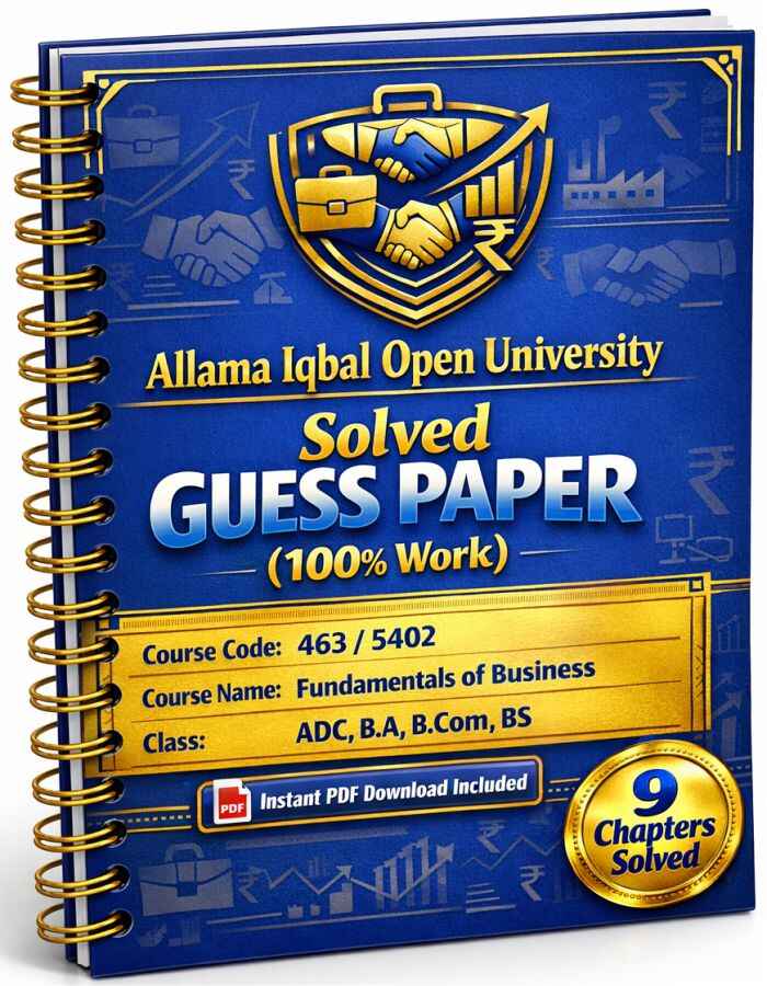 AIOU 463/5402 Code Fundamentals of Business Solved Guess Paper